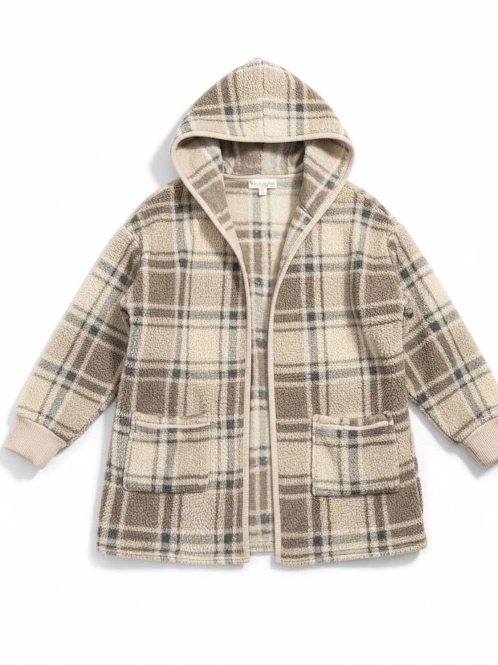 Koolaburra by UGG Plaid Sherpa Open Front Hoodie Women’s Size XS